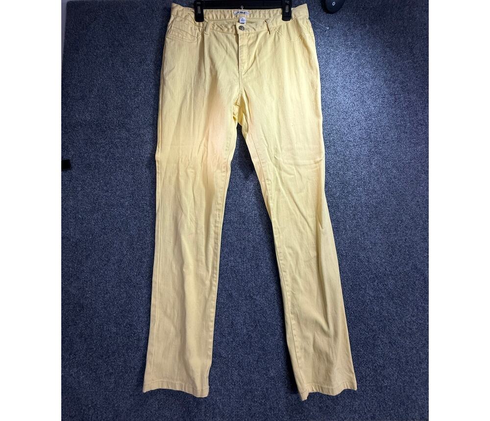 Cato Jeans Women's Size 12 Pastel Yellow Cotton Blend Straight Leg Denim Pants